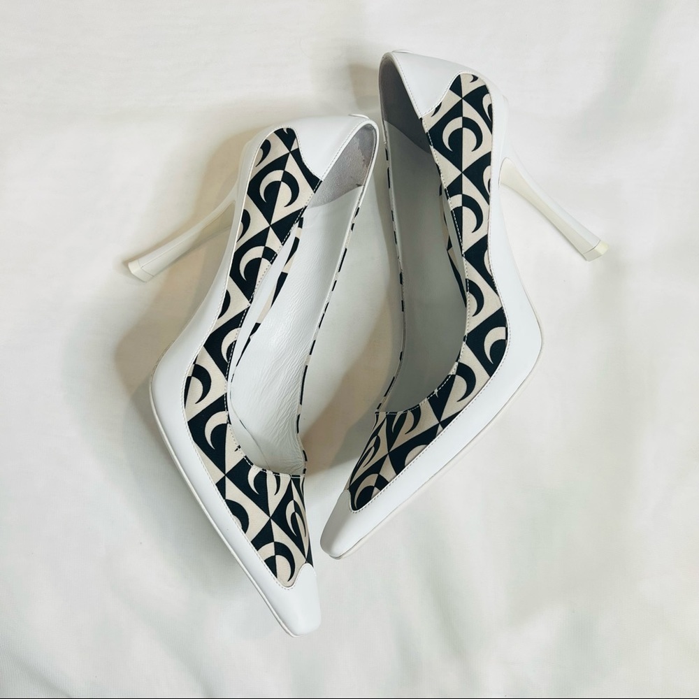 JIMMY CHOO x MARINE SERRE limited edition white leather pumps (Sz 37.5) - Picture 12 of 13